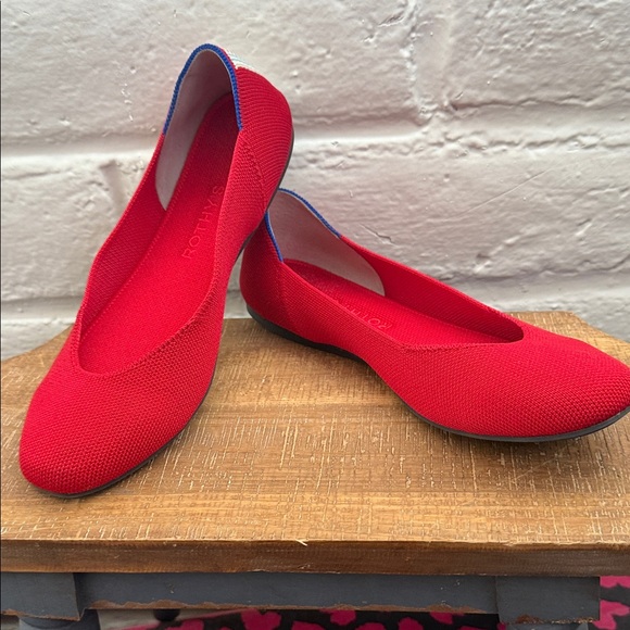 Rothy's The Square Ballet Flat Slip On Red Textile  ( size 8.5) - Picture 1 of 17